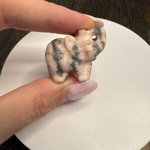 Pink Zebra Jasper Mini Elephant Carving